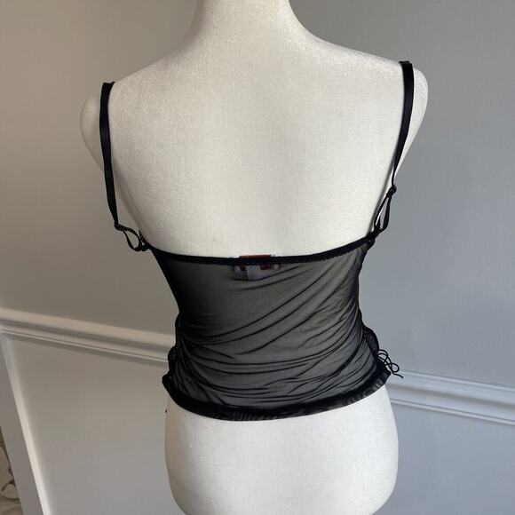 Women Size M Sheer Tank Mesh Roses Black Goth Whimsigoth Embroidered Lingerie - Picture 5 of 11